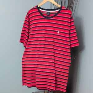 U.S. Polo Assn. Red and Black Striped Tee